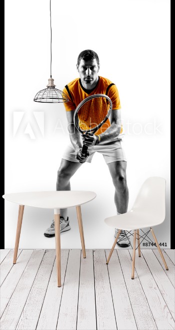 Picture of Man tennis player on white background 